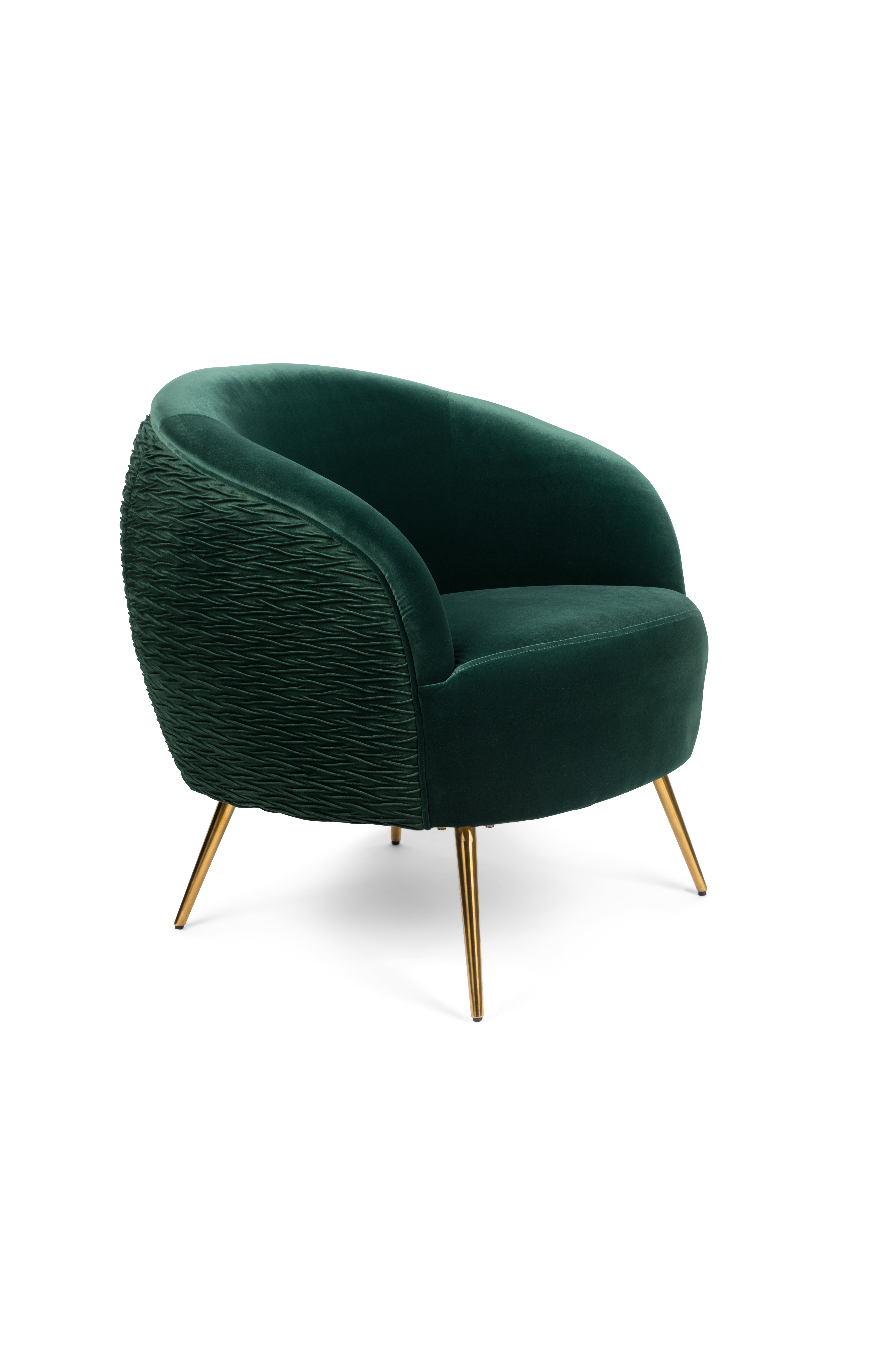 Bold Monkey So Curvy Lounge Dark Green Velvet Armchair